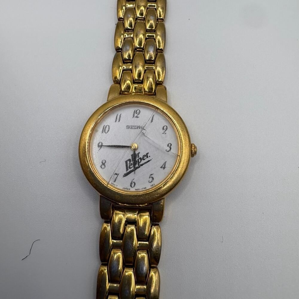 Vintage Seiko Quartz Watch V7018r19 Gold  Silver Twotone Dr Pepper Dial Rare